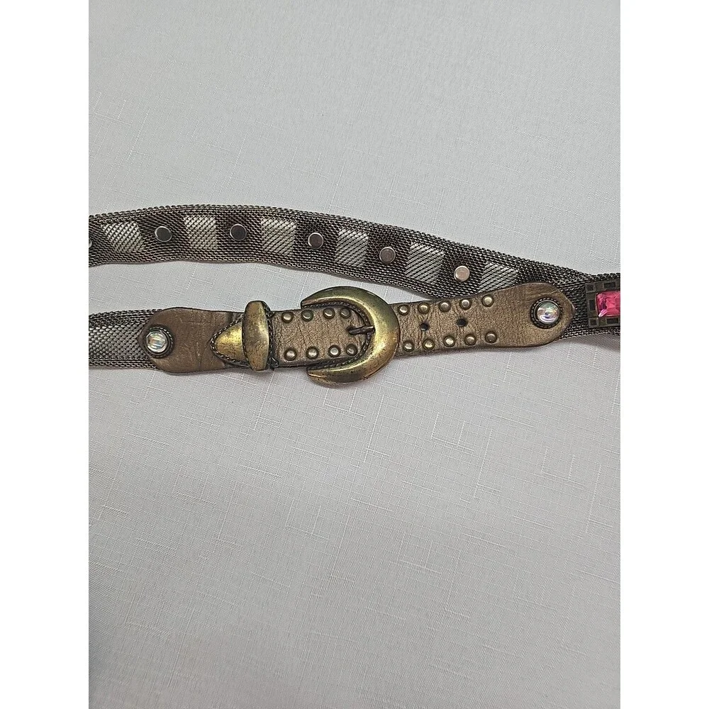 Vintage Women's Sand Castle USA Silver Metal Mesh Rhinestone Belt RARE **READ**